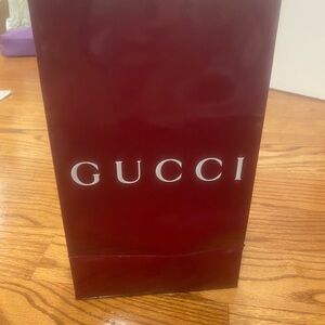 Gucci Deep Burgundy Shopping Bag with White Logo